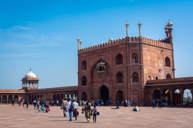 DELHI, INDIA - MARCH 09, 2022: Jama Masjid, Old town of Delhi, India.