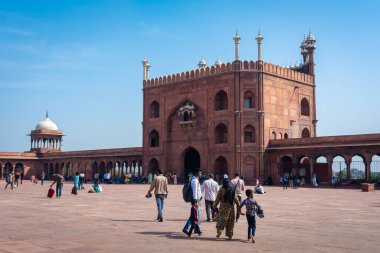 DELHI, INDIA - MARCH 09, 2022: Jama Masjid, Old town of Delhi, India.