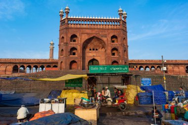 DELHI, INDIA - MARCH 09, 2022: Jama Masjid, Old town of Delhi, India.