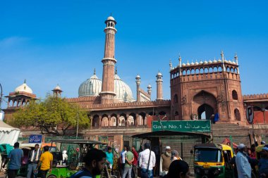 DELHI, INDIA - MARCH 09, 2022: Jama Masjid, Old town of Delhi, India.