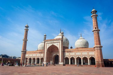 DELHI, INDIA - MARCH 09, 2022: Jama Masjid, Old town of Delhi, India.