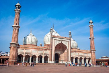 DELHI, INDIA - MARCH 09, 2022: Jama Masjid, Old town of Delhi, India.