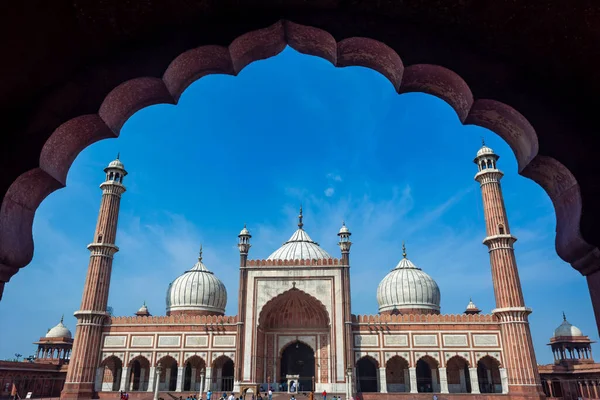 DELHI, INDIA - MARCH 09, 2022: Jama Masjid, Old town of Delhi, India.