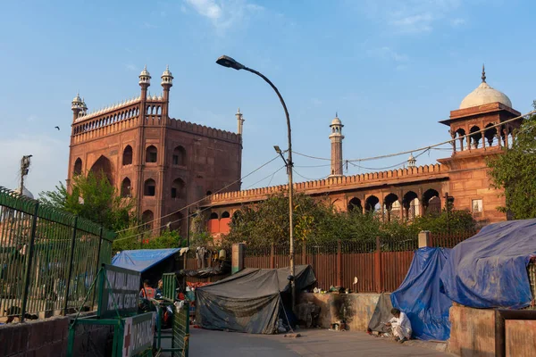 DELHI, INDIA - MARCH 09, 2022: Jama Masjid, Old town of Delhi, India.