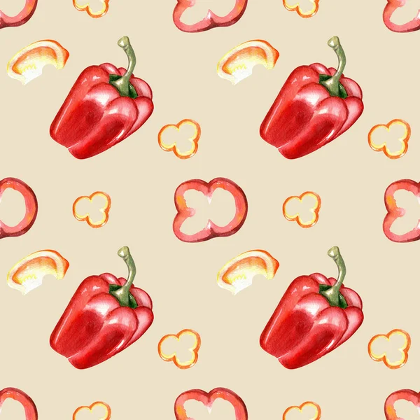 Seamless Pattern Slices Bell Peppers Vegetables — Stock Photo, Image
