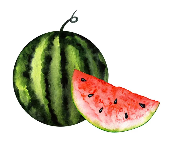 Watercolor Watermelon White Background Izolated Watermelon — Stockfoto