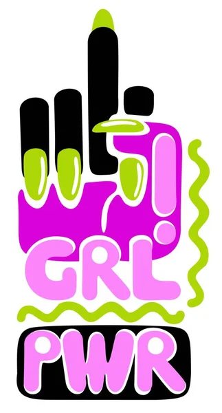 Girl Power Hand Gesture Lettering Bright Emotional Composition Royalty Free Stock Vectors