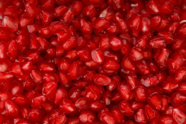 Fresh Pomegranate Seed Arranged Square Glass Container White Background Isolated — Stock Photo, Image