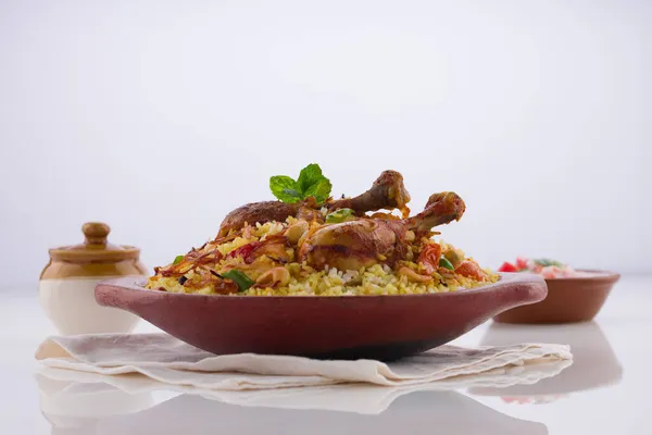 Pollo Biryani Stile Kerala Pollo Dum Biriyani Realizzato Con Riso — Foto Stock