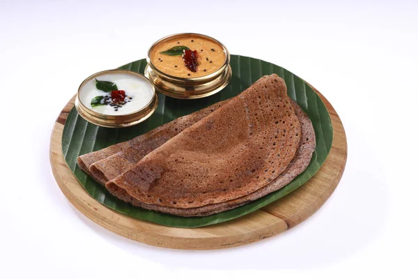 Ragi Dosa Saudável Item Pequeno Almoço Indiano Sul Dispostos Uma — Fotografia de Stock