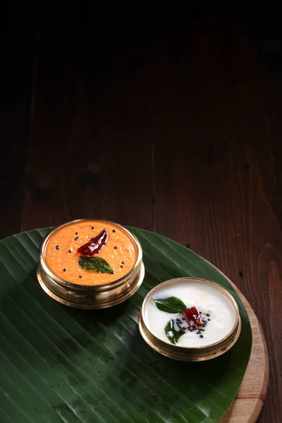 Coconut Chutney South Indian Main Curry Breakfast Items Which Seasoned — 图库照片