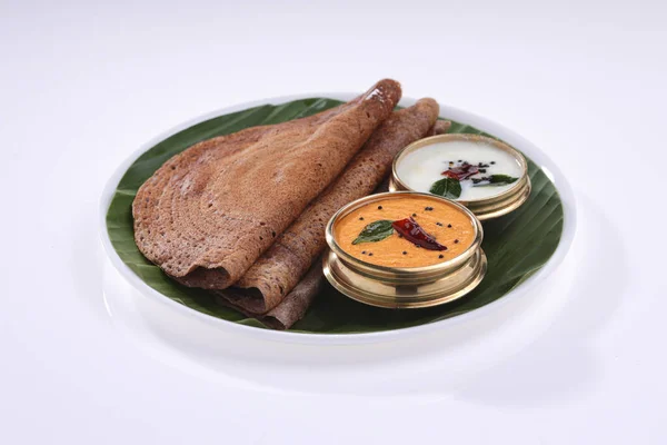 Ragi Dosa Saudável Item Pequeno Almoço Indiano Sul Dispostos Uma — Fotografia de Stock