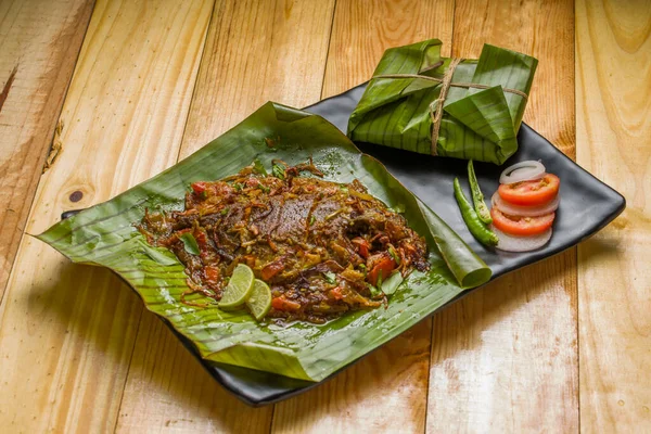 Meen Pollichathu Eller Fisk Pollichathu Välsmakande Kerala Skålen Fisk Med — Stockfoto