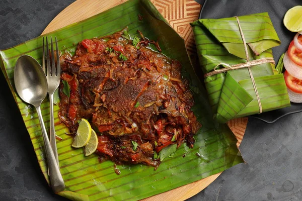 Pollichathu Pollichathu Peixe Prato Querala Saboroso Peixe Com Masala Cozido — Fotografia de Stock