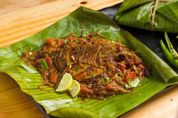 Meen Pollichathu Pollichathu Pescado Sabroso Plato Kerala Pescado Con Masala — Foto de Stock