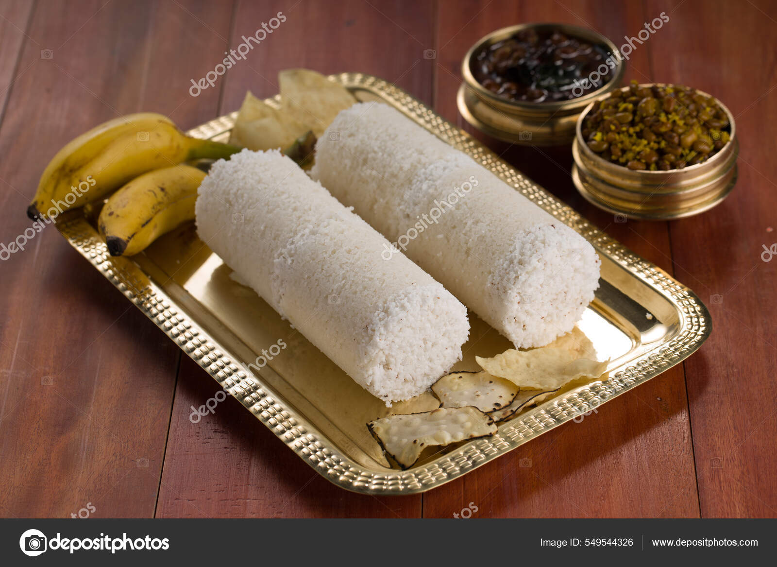 Puttu Raw Rice Puttu Arisi Maavu Puttu Chana Curry Kadala — Stock Photo
