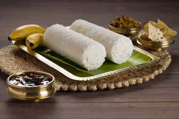 Puttu Raw Rice Puttu Arisi Maavu Puttu Chana Curry Kadala — Zdjęcie stockowe