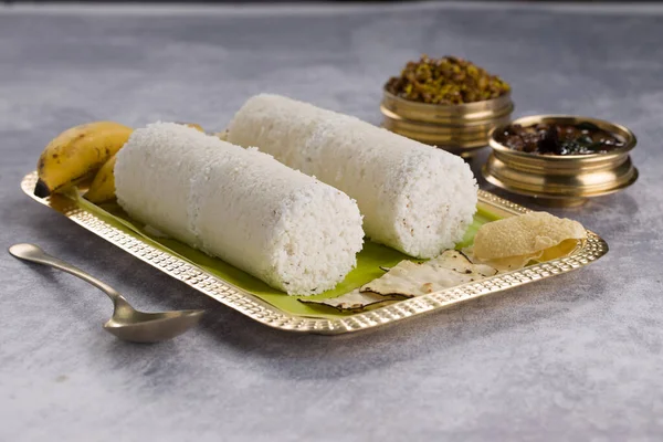 Puttu Arroz Crudo Puttu Arisi Maavu Puttu Con Chana Curry —  Fotos de Stock