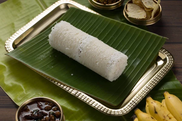 Puttu Raw Rice Puttu Arisi Map Org Puttu Chana Curry — 图库照片