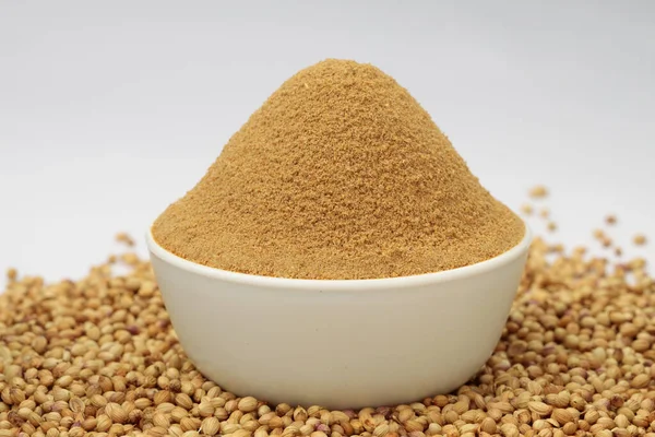 Coriander Seeds Coriander Powder Indian Spice Main Ingrediant Indian Dishes — Stock Photo, Image