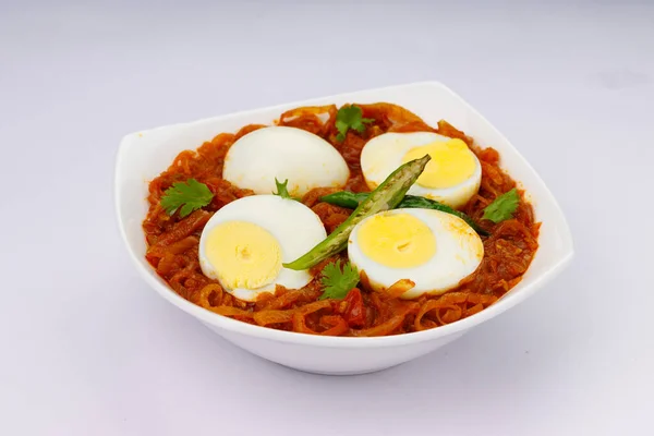 Egg Roast Indian Egg Masala Curry Spicy Red Egg Roast — Stock Photo, Image