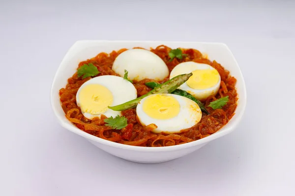 Egg Roast Indian Egg Masala Curry Spicy Red Egg Roast — Stock Photo, Image