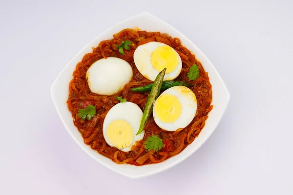 Egg Roast Indian Egg Masala Curry Spicy Red Egg Roast — Stock Photo, Image