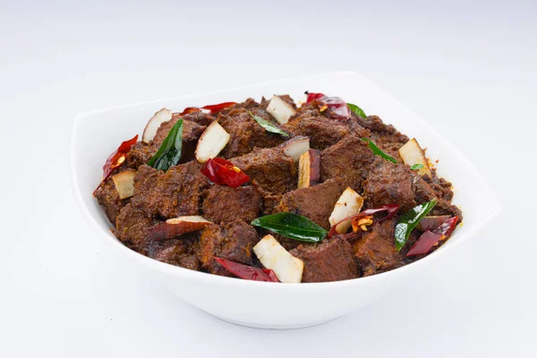 Carne Asada Masala Receta Casera Curry Arreglada Tazón Blanco Con — Foto de Stock