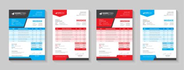 Minimal Corporate Business Invoice design for corporate office. Invoicing quotes, money bills or price invoices and payment agreement design templates. Creative invoice Template in 4 different Themes.