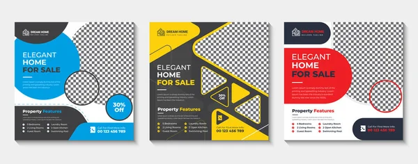 Modern and creative real estate social media post template, Set of Social media post template design for real estate, home, or other business promotion, Creative real estate social media post design