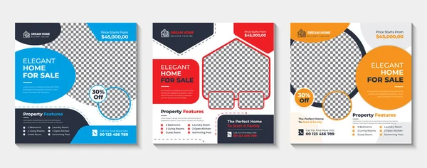 Modern and creative real estate social media post template, Set of Social media post template design for real estate, home, or other business promotion, Creative real estate social media post design