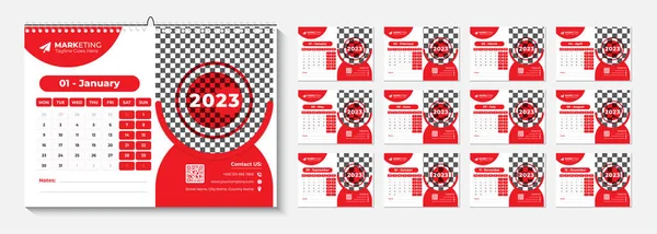 New Year Desk Calendar 2023 Template Months Included Happy New — 스톡 벡터