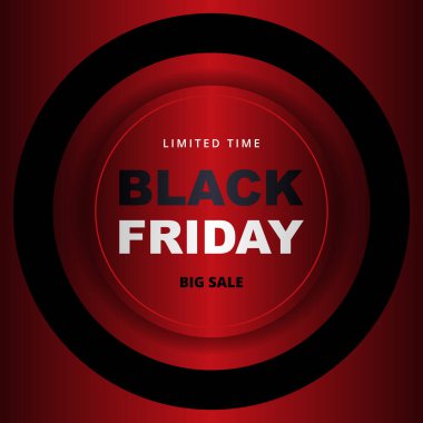 Kara Cuma tanıtım afişi. Kara Cuma metalik kırmızı bayrak şablonu.