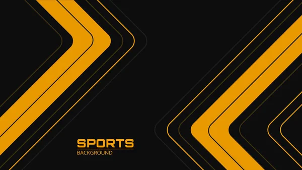 Arrière-plan sportif abstrait noir avec lignes, flèches et angles jaunes et gris — Image vectorielle