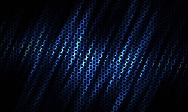 Mörkblå hexagon teknik bakgrund med kolfiber. — Stock vektor