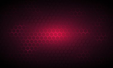 Koyu kırmızı teknoloji altıgen arkaplan.