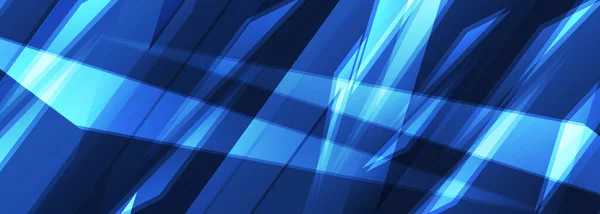 Blu scuro astratto moderno ampio banner, sfondo blu navy con elementi grafici geometrici astratti — Vettoriale Stock