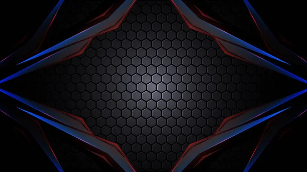 六角形炭素繊維と未来的な技術ダークグレー現実的な抽象的な現代的な技術の背景 — ストックベクタ