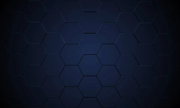 Тёмно-синий шестиугольный металлический абстрактный фон. Трехмерная текстура с шестиугольной сеткой — стоковый вектор