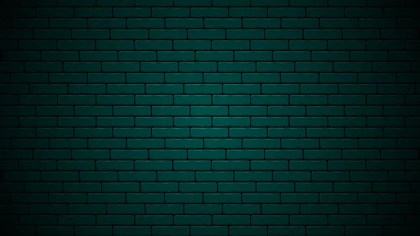 Scuro verde notte mattone muro realistico sfondo di design. Verde mattone sfondo modello di design. — Vettoriale Stock