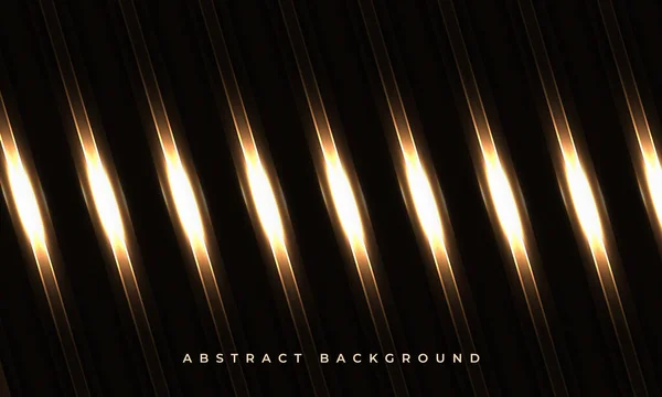 Scuro elegante lusso futuristico sfondo geometrico con linee luminose oro — Vettoriale Stock