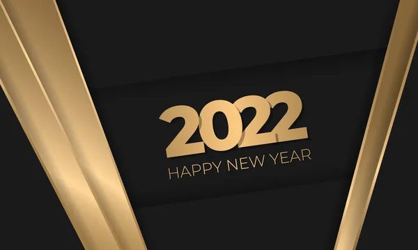 2022 new year black and gold luxury elegant abstract background with golden shapes. — Stock Vector