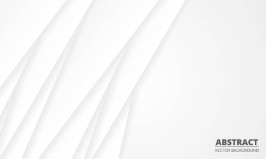 Beyaz ve gri gradyan kağıt katman geometrik elementlere sahip soyut 3d beyaz vektör arkaplanı