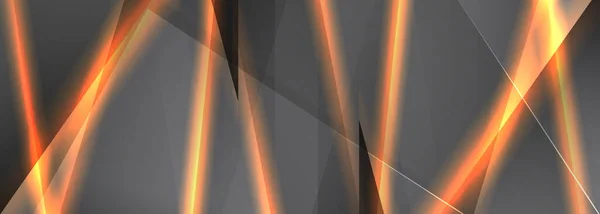 Gris y naranja tecnología vector fondo abstracto. Banner ancho gris con líneas naranjas brillantes — Archivo Imágenes Vectoriales