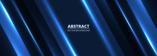 Синій сучасний вектор широкий абстрактний банер зі світло-блакитними діагональними лініями дизайн фону — стоковий вектор