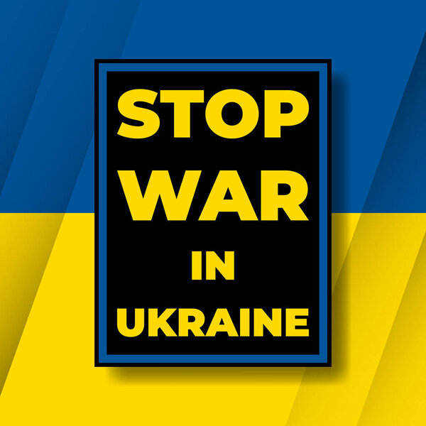 Stop war in Ukraine social media square banner with the colors of the Ukrainian flag. — Stock Vector