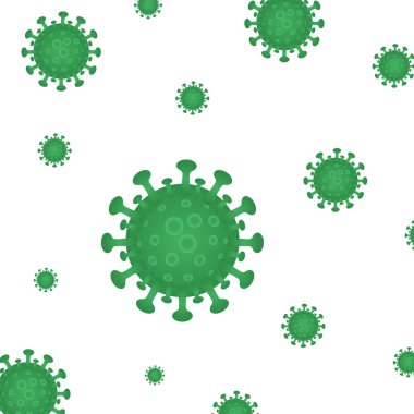 Corona virüsü enfeksiyonu covid-19 beyaz arka plan. Coronavirus vektör arka planı. 2019-ncov virüsü. Virüs korona hücreleri. Vektör İllüstrasyonu.