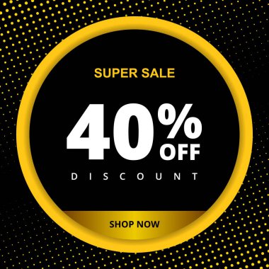 İndirim afişinde% 40 indirim var. Özel indirimli 40 indirim. İndirim teklifi. Modern tanıtım afişi