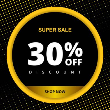 İndirim afişinde% 30 indirim var. Özel indirim 30 dolar. İndirim teklifi. Modern tanıtım afişi