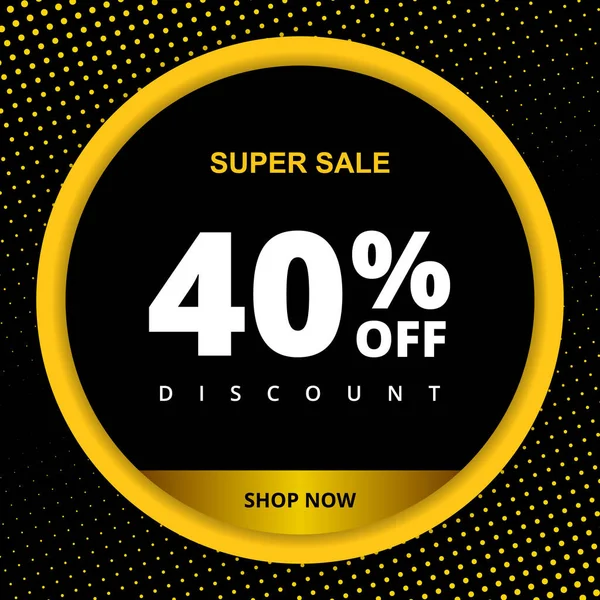 İndirim afişinde% 40 indirim var. Özel indirimli 40 indirim. İndirim teklifi. Modern tanıtım afişi